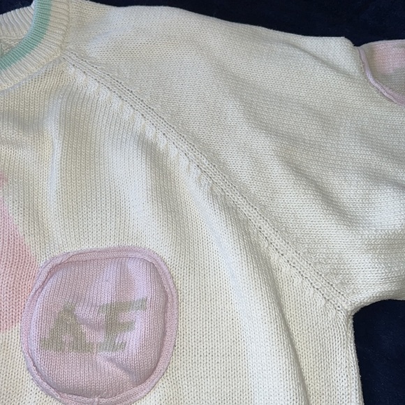 NAF NAF. VINTAGE. 1980’s SWEATER. WHITE W/PASTEL COLORS. NOSTALGIC. SUPER SOFT - Picture 10 of 12